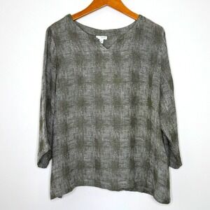 PureJill Linen/polyester green 3/4 sleeve top Size‎ XL